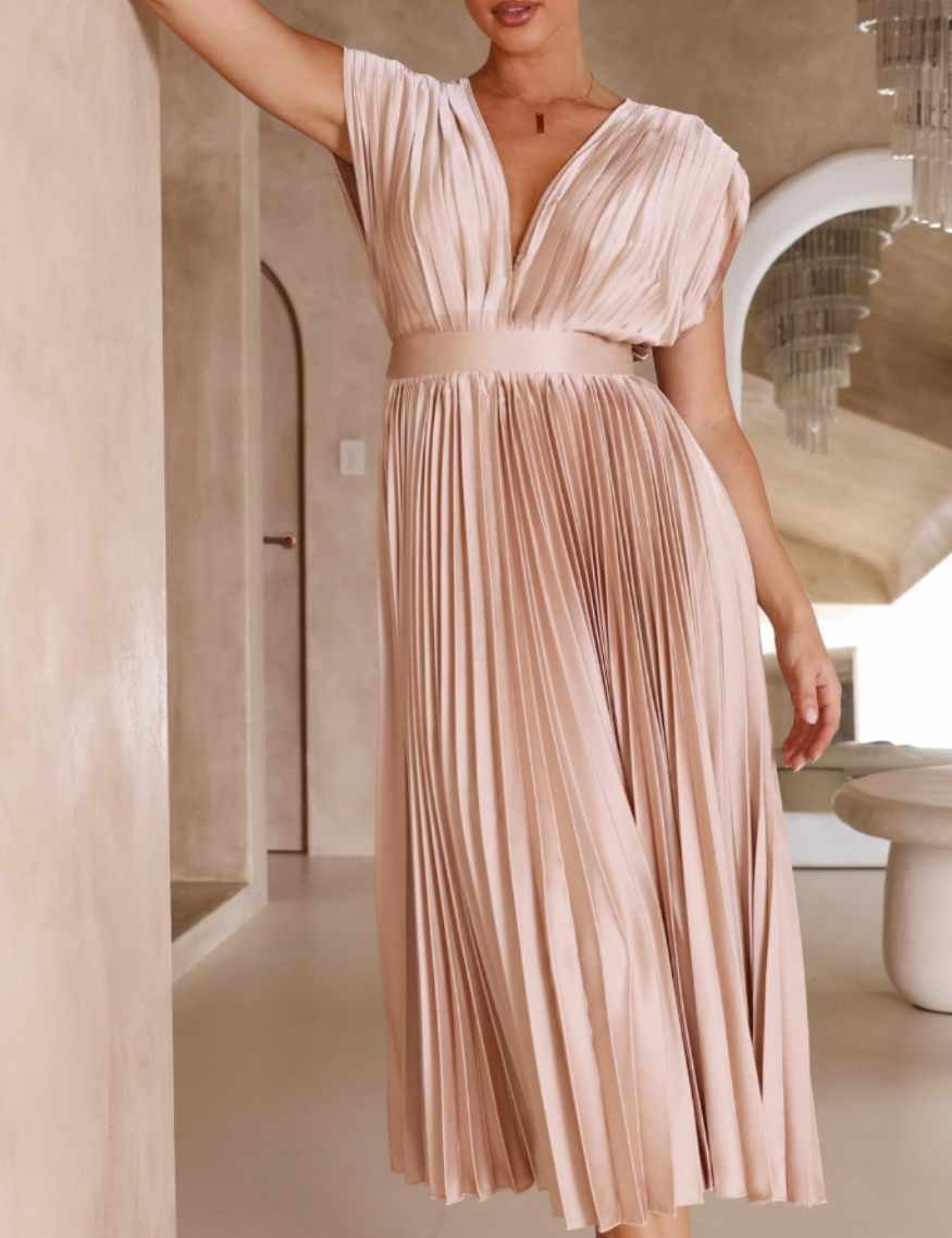 Chique lange jurk met v-hals