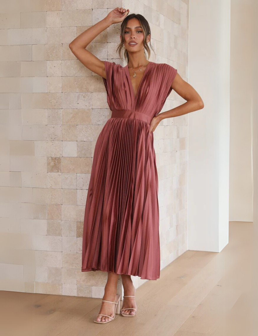 Chique lange jurk met v-hals